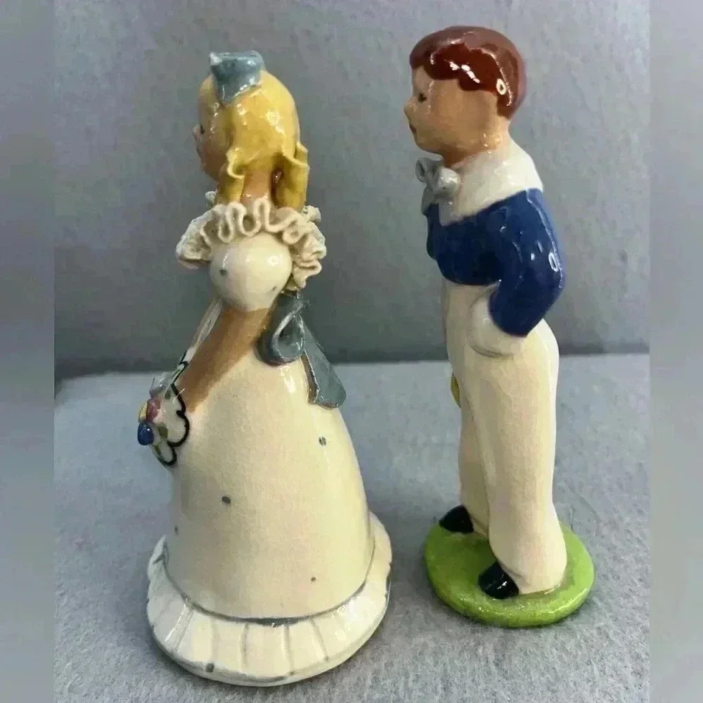 Vintage 1940’s SIGNED Ynez figurines ceramic “Edward & Eloise” decor Handpainted